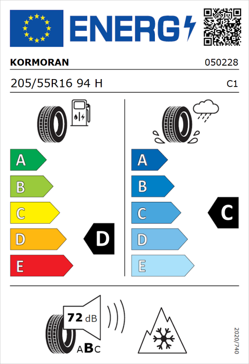 Tyre Label for Kormoran Snow 205/55R16 94H