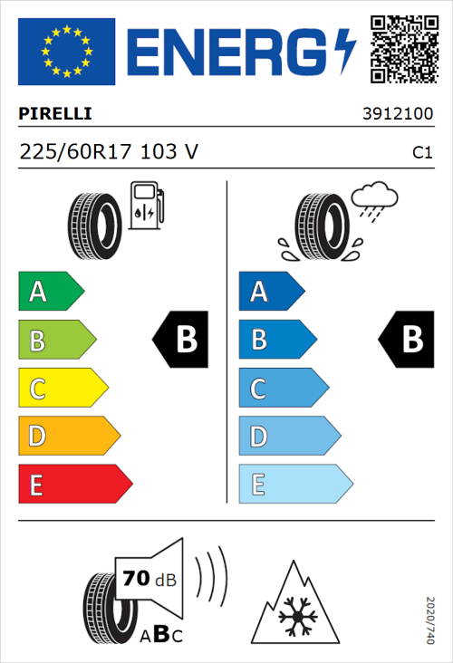 Tyre Label for Pirelli Cinturato All Season SF2 225/60R17 103V