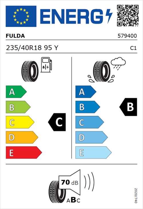 Tyre Label for Fulda SportControl 2 235/40R18 95Y